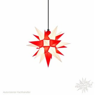 Original Herrnhuter Weihnachtsstern Kunststoff A4 - 40 cm weiß-rot komplett inkl. LED Beleuchtung
