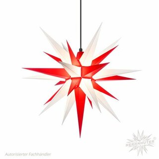 Original Herrnhuter Weihnachtsstern Kunststoff A7 - 68 cm weiß-rot inkl. LED Beleuchtung