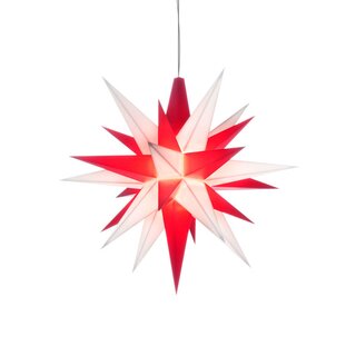 Herrnhuter Weihnachtsstern Bastelstern Kunststoff weiß-rot A1 - 13 cm LED